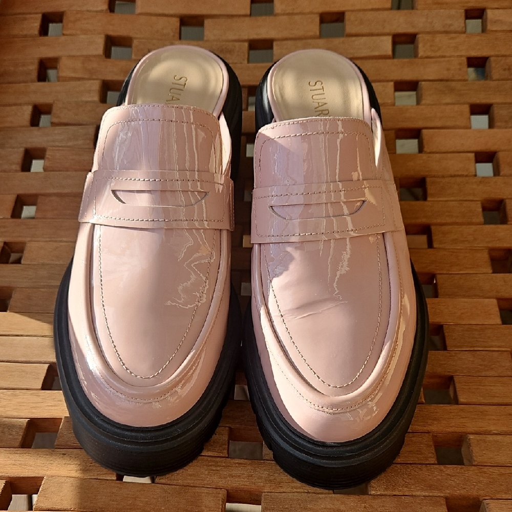 Stuart Weitzman Blush Patent Leather Loafers, 9.5M